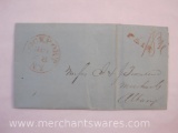Stampless Cover Red Stamp Lockport NY to Albany NY July 28 1834
