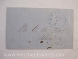 Stampless Cover Blue Stamp Buffalo NY to Ashtabula Ohio June 8 1847