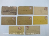 Eight 1850's Stamped Envelopes with US Scott #10 1851 3c Washington Stamps