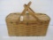 Large Woven Picnic Basket with Latching Lid