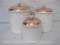 Three Canister Set, Ceramic with Copper Tops