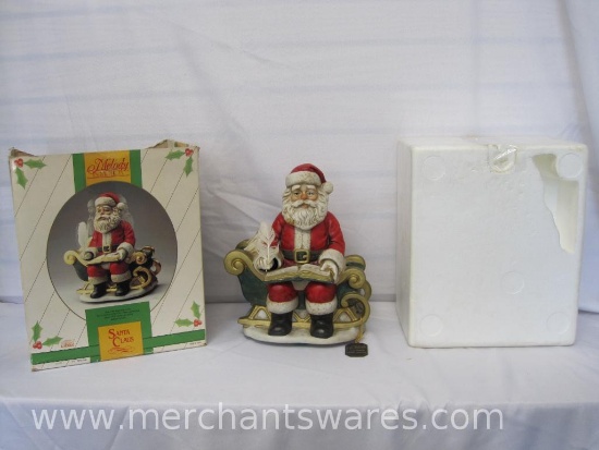 Melody In Motion Hand Painted Bisque Porcelain Santa, Tested and Works, Batteries Not Included