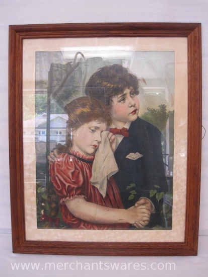 Framed Victorian Era Artwork, 18 x 21 inches