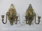 Pair of Brass Dual Candle Wall Sconces