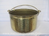 Large Hammered Brass Bucket with Handle