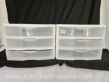 Two Sterelite 3 Drawer Stacking Plastic Storage Drawers, Approx 13x13 inches, see pictures for