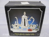 Four Piece Coffee Set with Round Tray, New in Box