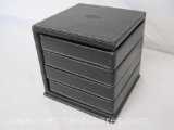 Square Black Leather Look Jewelry Box/Organizer with4 Removable Compartments