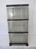 Three Drawer Plastic Rolling Organizer Cart on Wheels