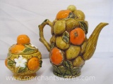 Inarco Orange Spice Teapot and Sugar Bowl