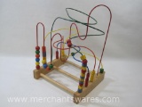 Bead Maze Roller Coaster Toy, Wood Block Base