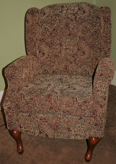 Brocade Burgundy Wingback Recliner