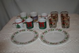 8 Christmas Mugs/4 Glasses/2 Plates