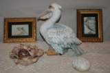 2 Pelican Prints, Ceramic Pelican, Decorative Bowl