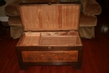 Wooden Chest Carved Top & Sides
