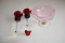 Cranberry Glass Stemware and Pink Glass Bowl