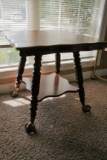 Wooden Table w/Glass Claw Feet