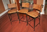 3 Bar Stools- Metal and Wicker