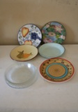 5 Decorative Plates, 2 Glass Pie Dishes
