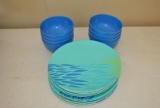 Blue Plastic Bowls/Plates
