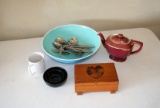 Bowl, Misc Flatware Box, Teapot