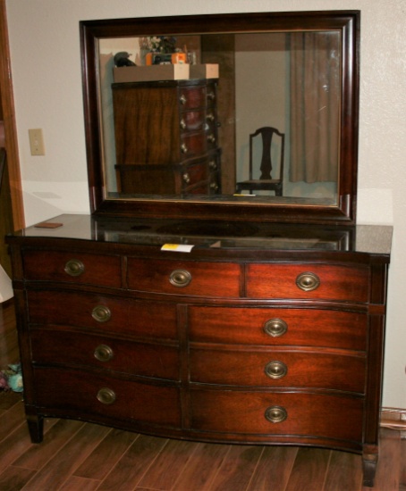 Wooden Dresser with Mirror