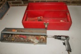 Red Tool Box with Nuts and Bolts, Pneumatic Chissel