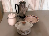 Electric Coffee Pot and Covered Dishes