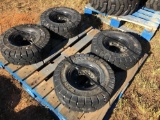 (4) NEW MONARCH SOLID 5-8 TIRES AND WHEELS