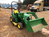 JOHN DEERE 2210 AG TRACTOR, 210 FRONT END LOADER WITH SMOOTH BUCKET, 799 HOURS, BELLY MOWER, 4WD,