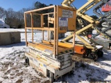 2007 HY-BRID HB1430 ELECTRIC SCISSOR LIFT, SOLID TIRES, EXTENDABLE PLATFORM, 14? LIFT, 670 LB