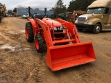KUBOTA L2501 AG TRACTOR, 52 HOURS, LA525 FRONT END LOADER WITH SMOOTH BUCKET, 3PT HITCH, 4WD, S/N
