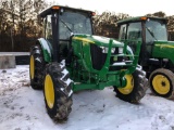 2015 JOHN DEERE 5100E UTILITY TRACTOR S#440658. 4WD, CAB AIR HEAT, 52 HOURS, 3PH, DUAL HYDRAULIC