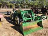 JOHN DEERE 5205 AG TRACTOR, JD 522 FRONT END LOADER WITH SMOOTH BUCKET, OROPS, 4WD, 3PT HITCH, PTO,