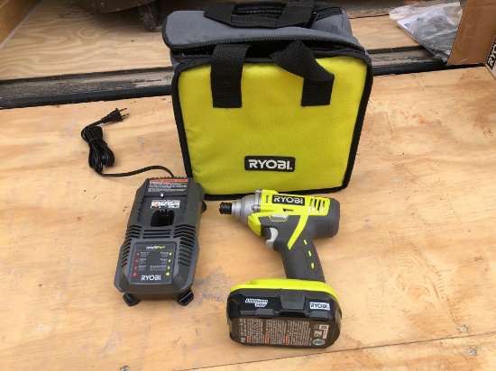 NEW RYOBI 18V LITHIUM ION IMPACT DRIVER KIT, CHARGER, BATTERY AND CASE