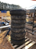 Eight used trailer tires