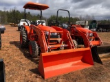KUBOTA L3800 AG TRACTOR. 4X4. KUBOTA LA524 FRONT END LOADER WITH BUCKET. CANOPY TOP. HOUR METER