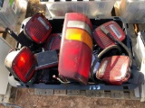 Crate of truck lights and parts