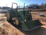 2015 JOHN DEERE 5045D AG TRACTOR. JOHN DEERE 512 FRONT END LOADER WITH BUCKET. 140 HOURS. S/N