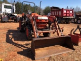 KUBOTA L2350 AG TRACTOR. BUSH HOG FRONT END LOADER WITH BUCKET. 4X4. HOUR METER SHOWS 153. S/N