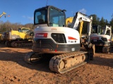 2014 BOBCAT E63 HYDRAULIC EXCAVATOR, ENCLOSED CAB, HEAT, A/C, RUBBER TRACKS, HYDRAULIC THUMB,24?