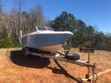 1991 AQUA SPORT CUDDY 21 BOAT, YAMAHA V6 200 OUTBOARD ENGINE, ENCLOSED CABIN, ALUMINUM TRAILER,