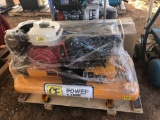 NEW UNUSED POWERLINE 5.5 HP TWIN TANK AIR COMPRESSOR, GAS ENGINE, ELECTRIC START