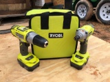 NEW RYOBI 18V DRILL/IMPACT DRIVER WITH BATTERY, CHARGER, AND CASE