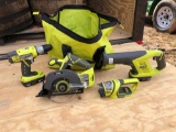 NEW RYOBI 18V COMBO KIT, COMES WITH DRILL, CIRCULAR SAW, RECIPROCATING SAW, & WORKLIGHT. HAS