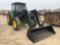 JOHN DEERE 6415 AG TRACTOR, ENCLOSED CAB, HEAT, A/C, RADIO, 3595 HOURS, 4WD, ALLIED FRONT END LOADER