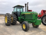 JD 4955 TRACTOR, SN 008439, CAB COLD AIR, 2WD, FRONT WEIGHTS, DUALS, 38 INCH RUBBER, TRIPLE REMOTES,