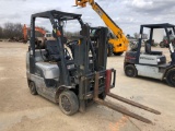 NISSAN MCP1F2A25LV FORKLIFT, SN P0631, 2 STAGE MAST, HYD SIDE SHIFT, LP GAS, SOLID TIRES, 32593