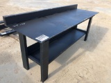 NEW 29 INCH X 90 INCH SHOP TABLE WITH SHELF