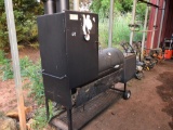 OLD COUNTRY BBQ PIT/SMOKER ON WHEELS(USED ONCE)